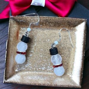 QUARTZ SNOWMAN DROP EARRINGS